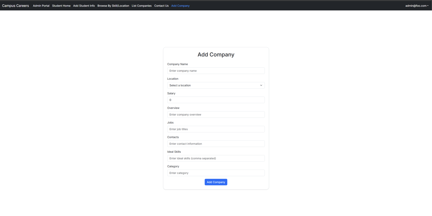 Create Company Page